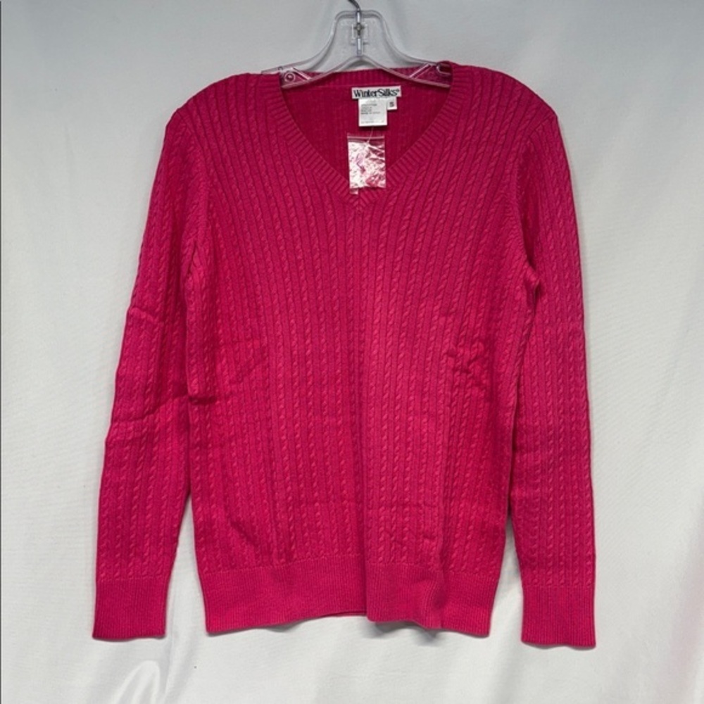 WinterSilks  Pink orchard long sleeve V neck   Knitwear sweater S